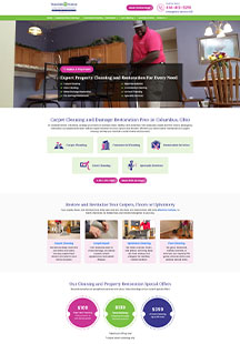 Teasdale Fenton carpet cleaning and restoration services website homepage featuring residential cleaning solutions